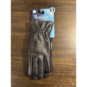 Totes ISOTONER Stretch Leather with Gathered Wrist Gloves - 30568 - Black S/M